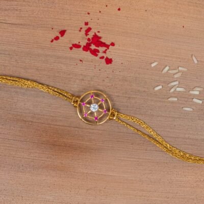 Alternative view of Special Golden Handmade Rakhi 925 Silver