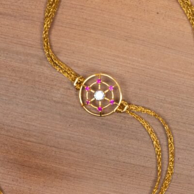 Special Golden Handmade Rakhi 925 Silver
