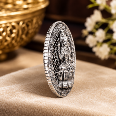 Alternative view of Unique 925 Silver Lakshmi Coin